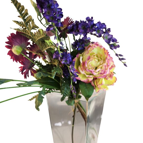 Artificial Wedding Bouquet Purple Lilies Yellow Roses Rustic Event Decor - Picture 9 of 10